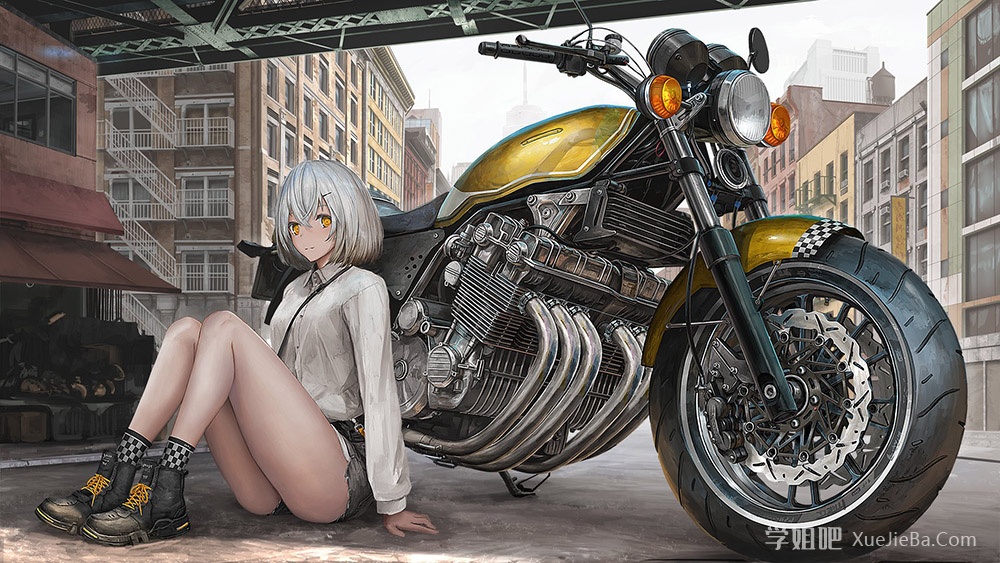 巨大的机车与可爱的少女 推特画师@nihoshi插画打包下载