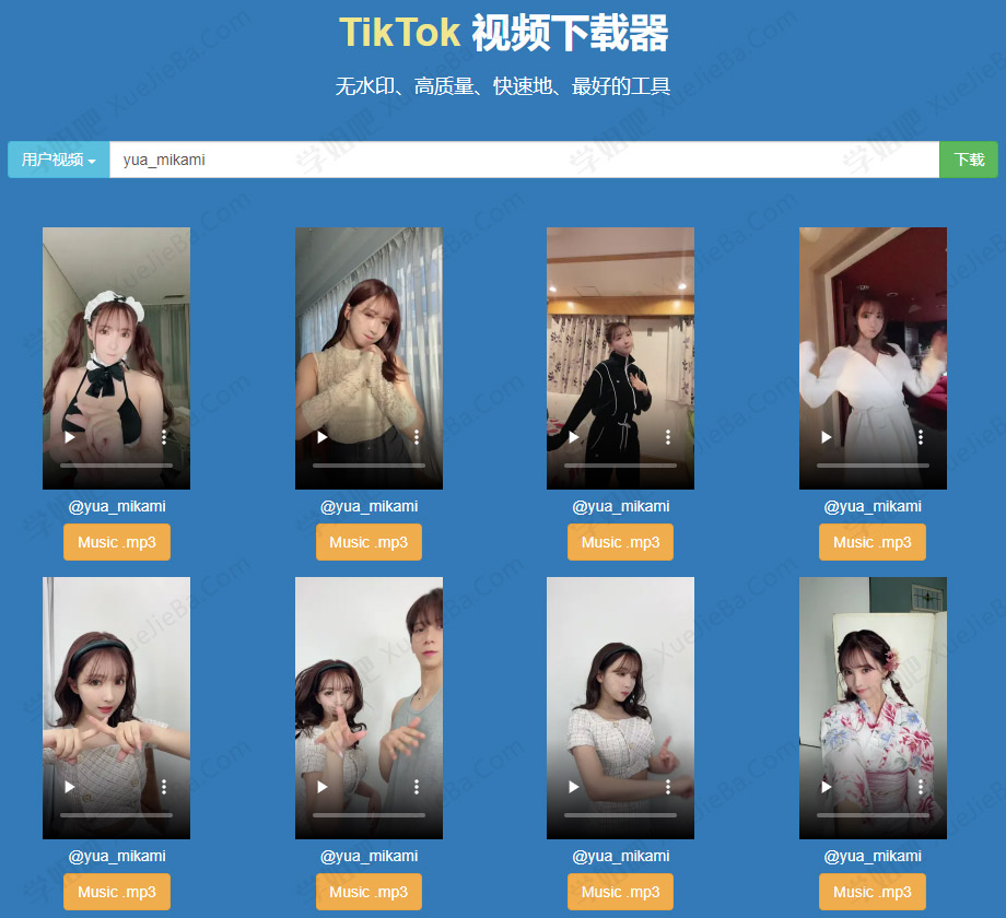 一个中文TikTok无水印视频下载站 欢迎推荐TikTok小姐姐