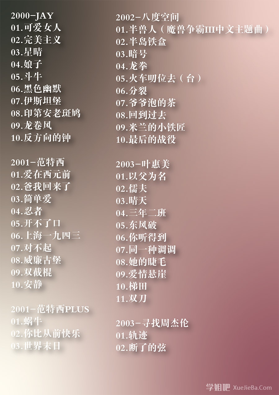 周杰伦所有专辑合集打包〔2000-2023〕高品质MP3+无损FLAC